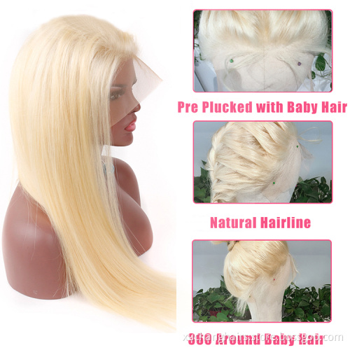 Dropshipping wholesale lace front wigs stock light color blonde 613 full lace wigs glueless human hair wigs hd lace pre plucked